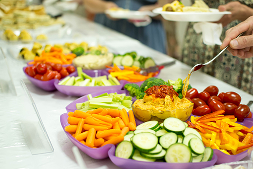 Food on a table. 